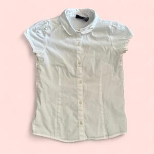 White cap sleeve button up blouse